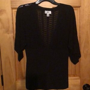Black Loft short sleeved lightweight crocheted top